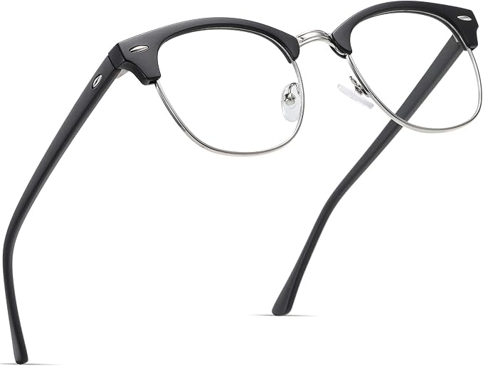 NSSIW Blue Light Glasses for Men and Women, Advanced Computer Gaming Glasses, Semi Rimless Glasses with Blue light Blocking