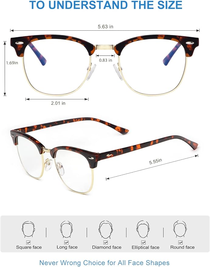 NSSIW Semi Rimless Eyeglass Frames