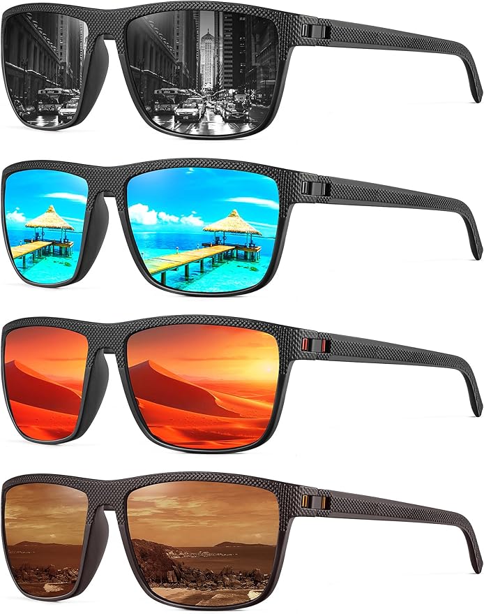 NSSIW Mens-Sunglasses Polarized Sunglasses Men : Classic Sun Glasses with UV Protection for Driving Fishing Golf 4 Packs NS45-1-3-6-10